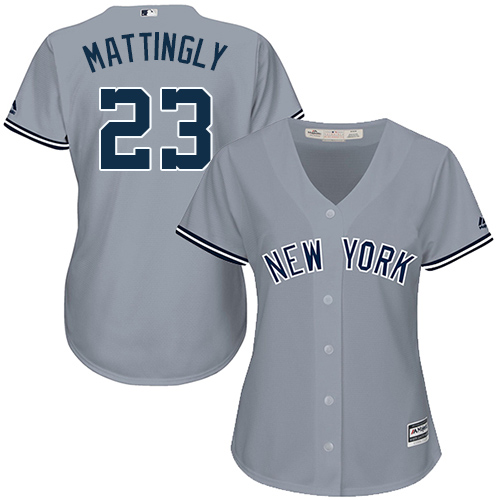 Yankees #23 Don Mattingly Grey Road Women's Stitched MLB Jersey